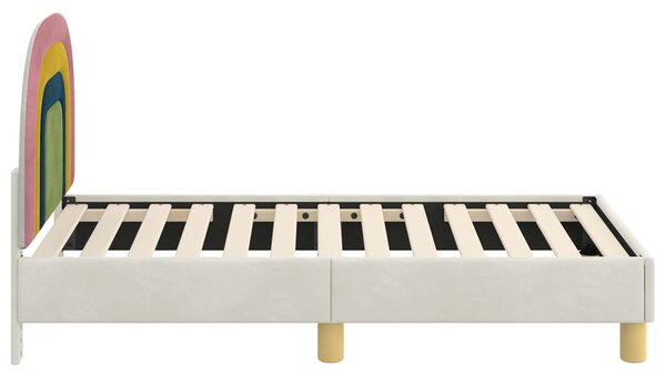 Okvir kreveta za malu djecu s naslonom Krem 70 x 140 cm Baršun - Krem / 70 x 140 cm
