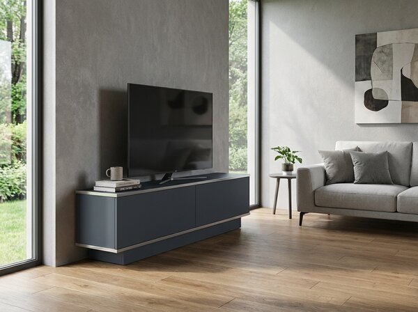 TV komoda ALVIN 135 cm, antracit/srebrna