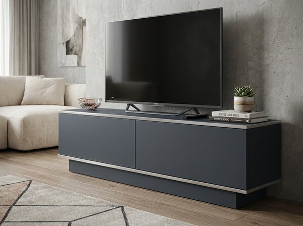 TV komoda ALVIN 135 cm, antracit/srebrna