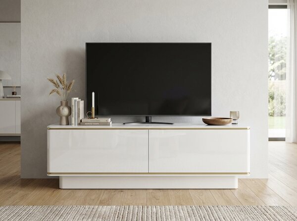 TV ormarić ALVIN 135 cm, bijela/zlatna