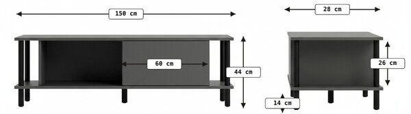 TV ormarić PARIS 150 cm, bijela