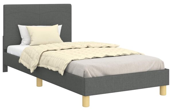 Krevet za djecu s uzglavljem Tamno siva 80 x 200 cm tkanina - Siva / 80 x 200 cm