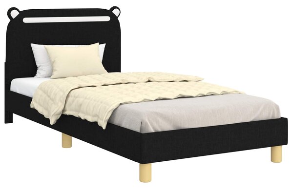 Krevet za djecu s uzglavljem Crna 90 x 200 cm Tkanina - Crna / 90 x 200 cm