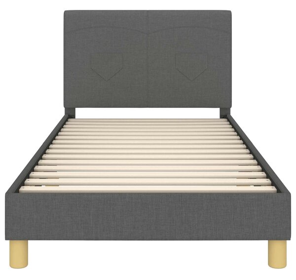 Krevet za djecu s uzglavljem Tamno siva 80 x 200 cm tkanina - Siva / 80 x 200 cm