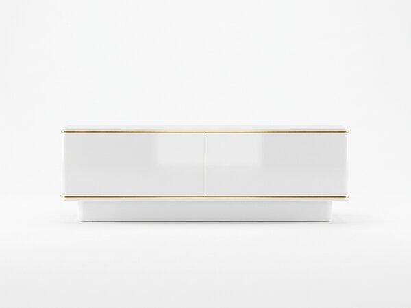 TV ormarić ALVIN 135 cm, bijela/zlatna