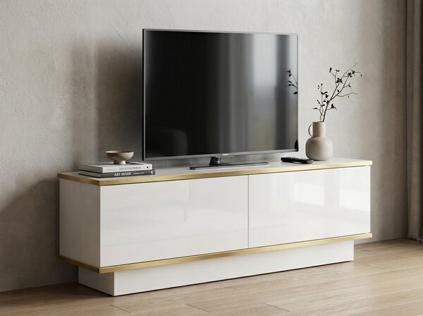 TV ormarić ALVIN 135 cm, bijela/zlatna