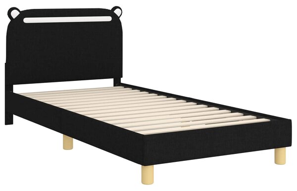 Krevet za djecu s uzglavljem Crna 90 x 200 cm Tkanina - Crna / 90 x 200 cm