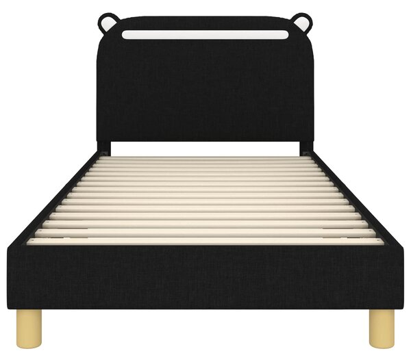 Krevet za djecu s uzglavljem Crna 90 x 200 cm Tkanina - Crna / 90 x 200 cm