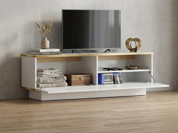 TV ormarić ALVIN 135 cm, bijela/zlatna