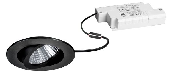 BRUMBERG Damita-R LED ugradbena svjetiljka, RC prigušiva, mat crna, IP65, prigušiva, Crno, kupaonica, Aluminij, Okrugla ugradna svjetla
