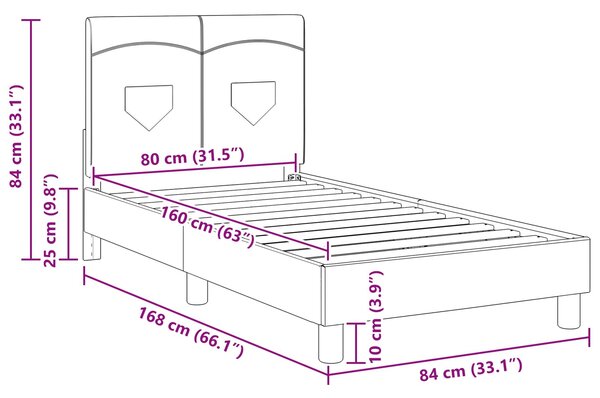 Krevet za djecu s uzglavljem Tamno siva 80 x 160 cm tkanina - Siva / 80 x 160 cm