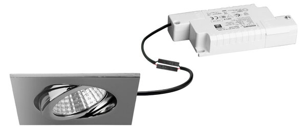 BRUMBERG Damita-S LED ugradbena svjetiljka, RC prigušiva, polirani krom, IP65, prigušiva, Krom, kupaonica, Aluminij, Četvrtasta ugradna svjetla