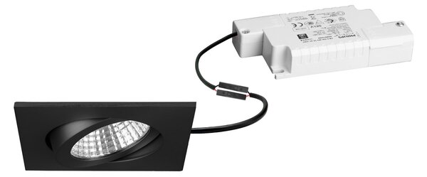 BRUMBERG Damita-S LED ugradbena svjetiljka, RC prigušiva, mat crna, IP65, prigušiva, Crno, kupaonica, Aluminij, Četvrtasta ugradna svjetla