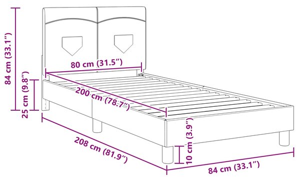 Krevet za djecu s uzglavljem Tamno siva 80 x 200 cm tkanina - Siva / 80 x 200 cm