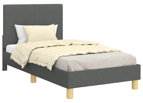 Krevet za djecu s uzglavljem Tamno siva 80 x 160 cm tkanina - Siva / 80 x 160 cm