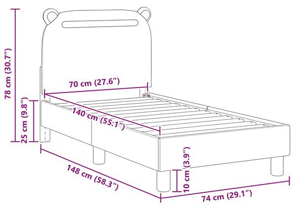Okvir kreveta za malu djecu s naslonom Crna 70 x 140 cm Tkanina - Crna / 70 x 140 cm