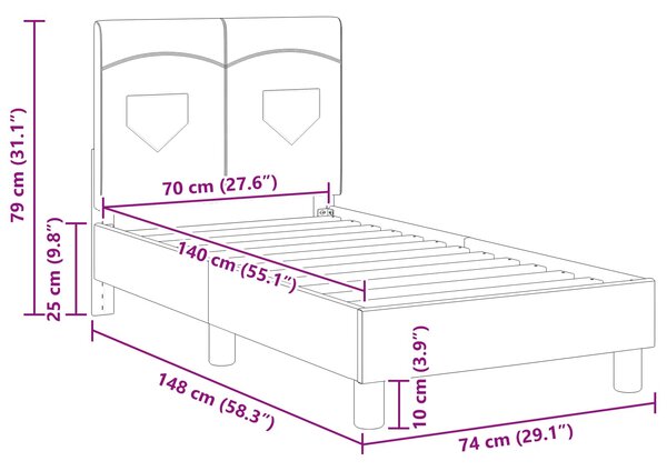Okvir kreveta za malu djecu s naslonom Svijetlo siva tkanina - Svjetlosiva / 70 x 140 cm