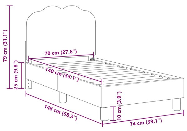 Okvir kreveta za malu djecu s naslonom Svijetlo siva Vuna - Svjetlosiva / 70 x 140 cm