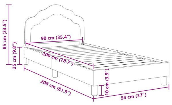 Krevet za djecu s uzglavljem Morska zelena 90 x 200 cm Baršun - Zelena / 90 x 200 cm