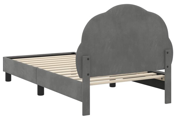 Krevet za djecu s uzglavljem Tamnosiva 80 x 160 cm Baršun - Siva / 80 x 160 cm