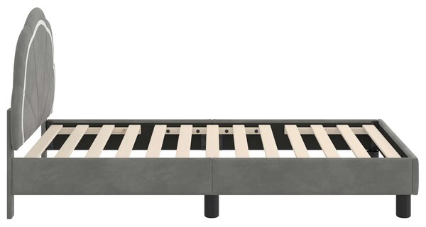 Krevet za djecu s uzglavljem Tamnosiva 80 x 160 cm Baršun - Siva / 80 x 160 cm
