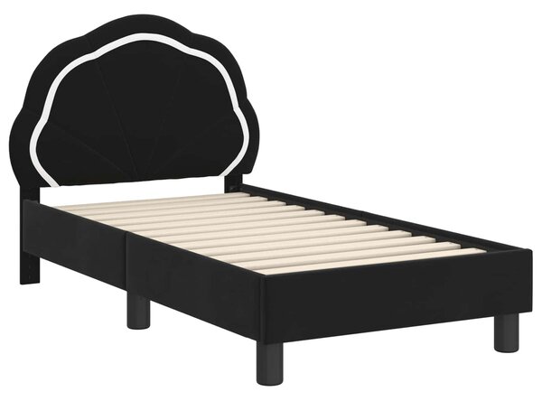 Okvir kreveta za malu djecu s naslonom Crna 70 x 140 cm Baršun - Crna / 70 x 140 cm