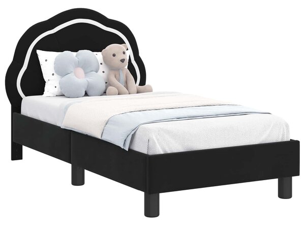 Okvir kreveta za malu djecu s naslonom Crna 70 x 140 cm Baršun - Crna / 70 x 140 cm
