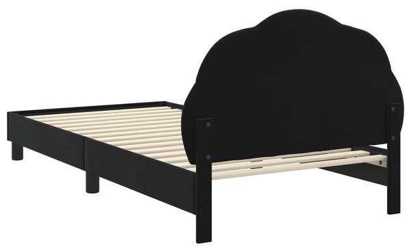 Krevet za djecu s uzglavljem Crna 90 x 200 cm Baršun - Crna / 90 x 200 cm