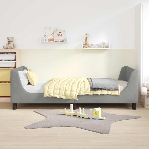 Krevet za djecu s uzglavljem Svjetlosiva 80 x 200 cm Baršun - Svjetlosiva / 80 x 200 cm