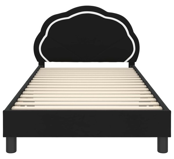Krevet za djecu s uzglavljem Crna 90 x 200 cm Baršun - Crna / 90 x 200 cm