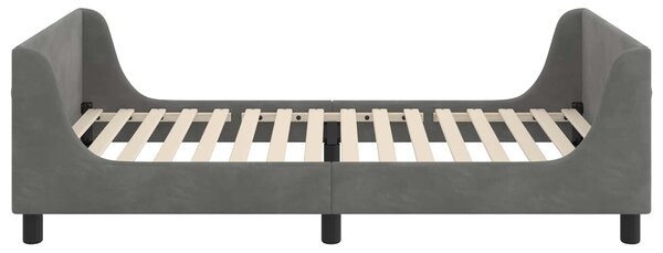 Krevet za djecu s uzglavljem Tamnosiva 80 x 200 cm Baršun - Siva / 80 x 200 cm