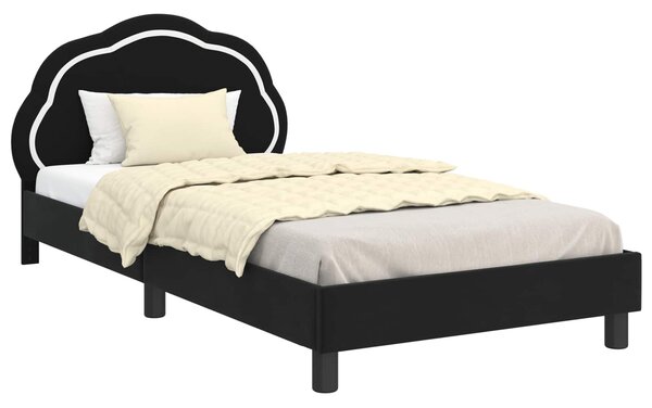 Krevet za djecu s uzglavljem Crna 90 x 200 cm Baršun - Crna / 90 x 200 cm