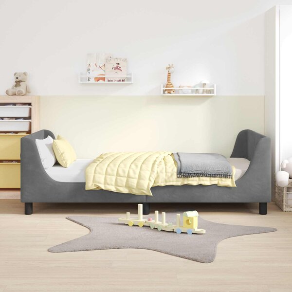 Krevet za djecu s uzglavljem Tamnosiva 80 x 200 cm Baršun - Siva / 80 x 200 cm