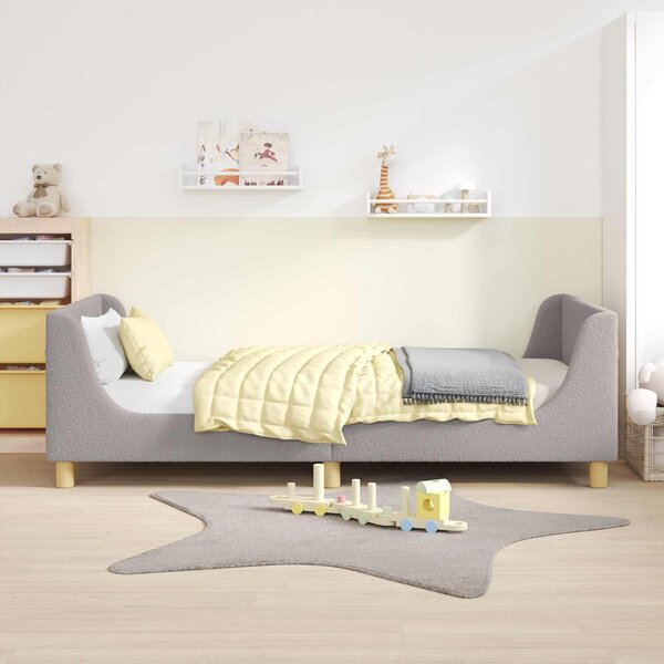 Krevet za djecu s uzglavljem Svjetlosiva 80 x 200 cm Bouclé - Svjetlosiva / 80 x 200 cm