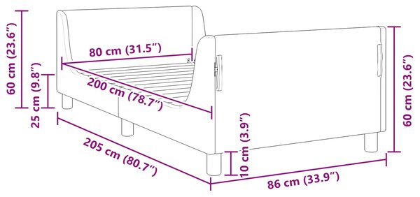 Krevet za djecu s uzglavljem Svjetlosiva 80 x 200 cm Bouclé - Svjetlosiva / 80 x 200 cm