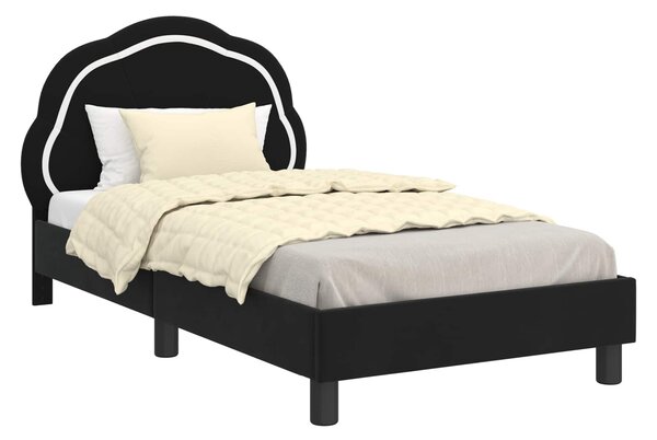 Krevet za djecu s uzglavljem Crna 80 x 160 cm Baršun - Crna / 80 x 160 cm