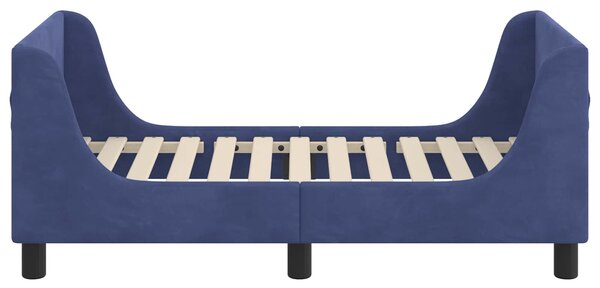 Okvir kreveta za malu djecu s naslonom Policijska plava Baršun - Plava / 70 x 140 cm