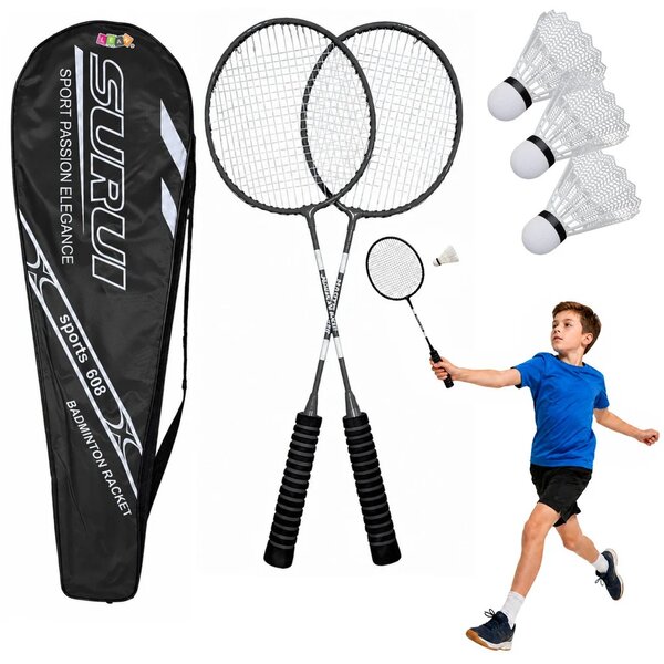 Set badmintonskih reketa s 3 šatora – crna navlaka
