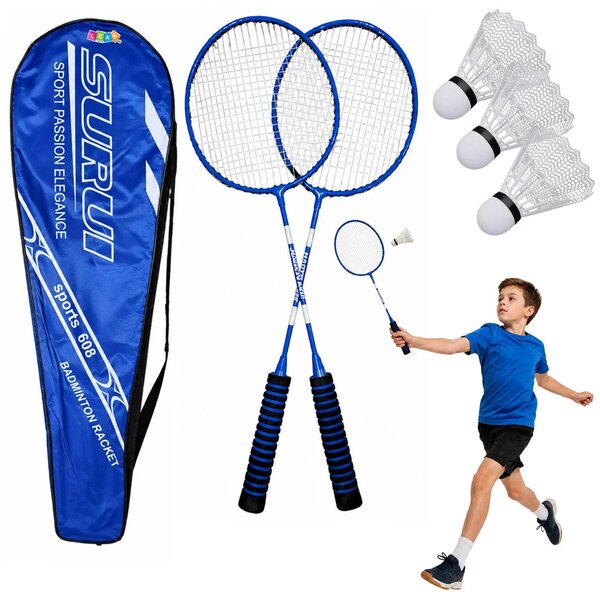 Set badmintonskih reketa s 3 šatora – plava navlaka