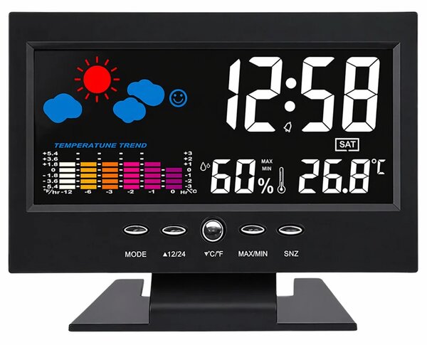 Digitalni sat s unutarnjim termometrom i higrometrom LED meteorološka stanica