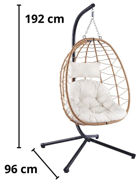 LEAN Viseća stolica za ljuljanje, vrtni jastuci s čahurama, smeđi okvir, 22,5 kg