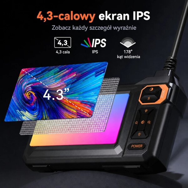 Žičana endoskopska inspekcijska kamera s 8 LED dioda LCD 4,3'' IP67