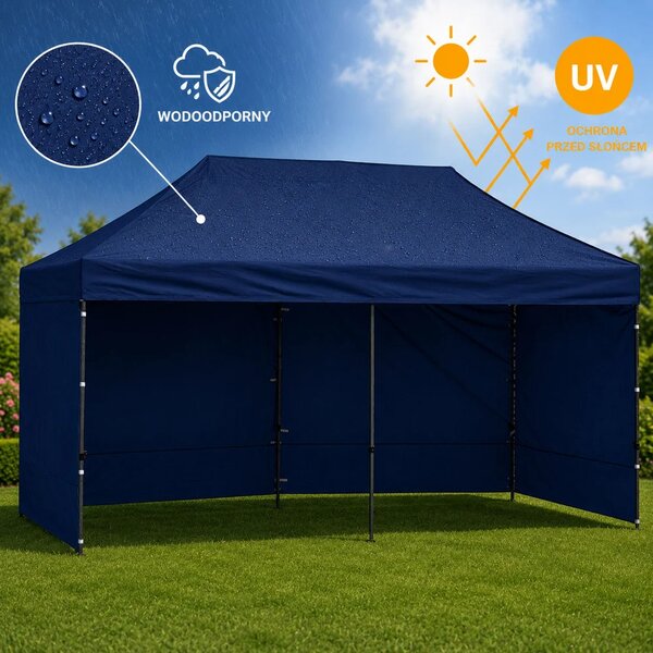 Vrtni ekspresni šator paviljon 3x6 m, tamnoplavi