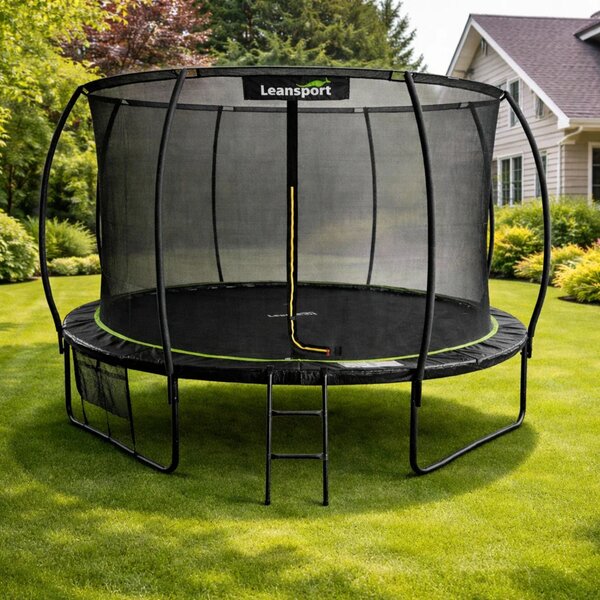 Vrtni trampolin LEAN s unutarnjom mrežom crno-zeleni 366 cm 3,6 m