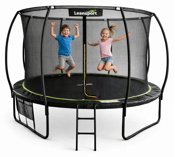 Vrtni trampolin LEAN s unutarnjom mrežom crno-zeleni 366 cm 3,6 m