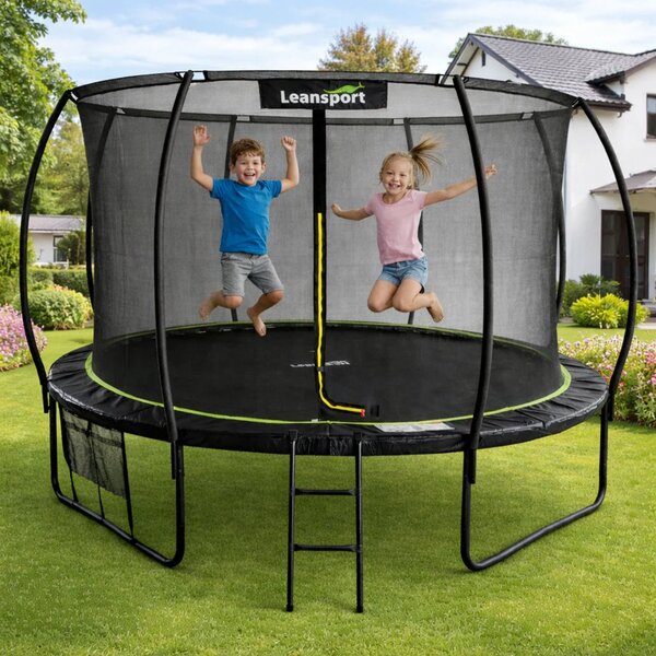 Vrtni trampolin LEAN s unutarnjom mrežom crno-zeleni 366 cm 3,6 m