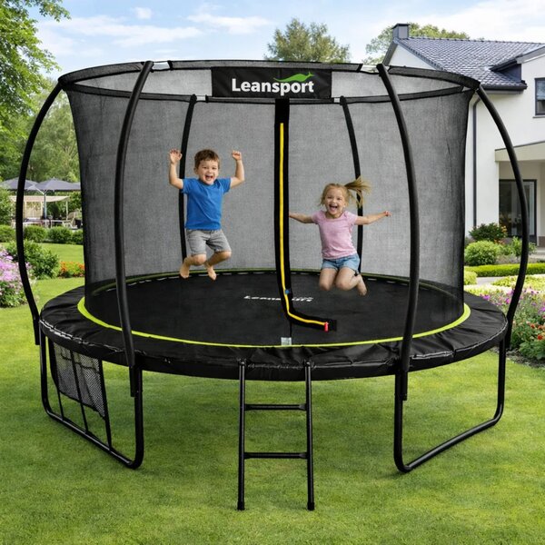 Vrtni trampolin LEAN s unutarnjom mrežom crno-zeleni 305 cm 10 stopa