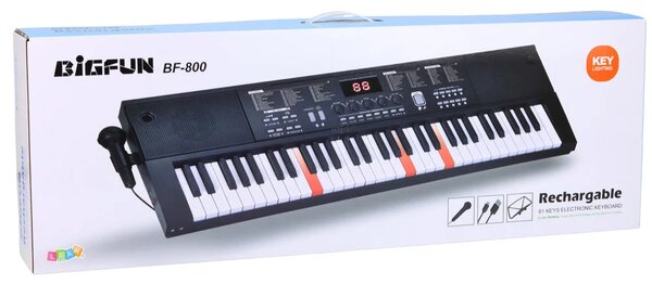 Električni klavir s klavijaturom i mikrofonom, 200 zvukova, 61 tipka, 78 cm