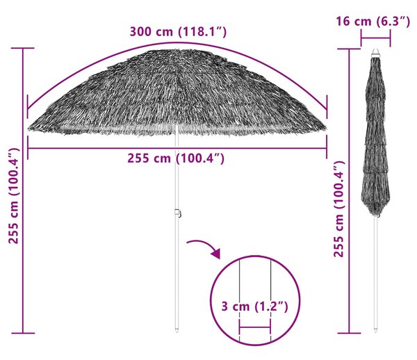 Suncobran za plažu Prirodna 255 x 255 x 255 cm - Smeđa / 255 x 255 x 255 cm