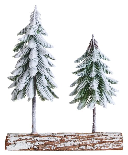 Božićna kompozicija - ukras za drvce na deblu prekrivenom snijegom 34 x 28 cm